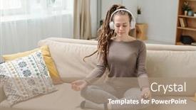  Presentation with pretty girl - Audience pleasing PPT layouts consisting of pretty-relaxed-girl-with-antistress backdrop and a coral colored foreground