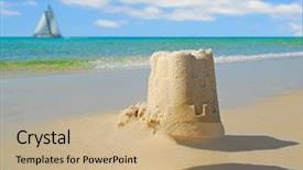  Presentation with sailboat - Audience pleasing presentation consisting of pretty sandcastle by tidepool backdrop and a coral colored foreground