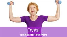  Presentation with lifting weights - Slide deck enhanced with pretty senior woman lifting free background and a purple colored foreground
