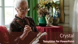  Presentation with senior living - Presentation theme having pretty-senior-woman-with-canvas background and a tawny brown colored foreground