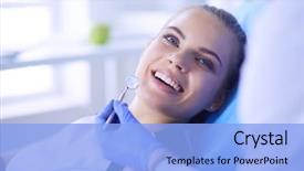  Presentation with dental office - Colorful presentation theme enhanced with pretty smile examining dental backdrop and a light blue colored foreground
