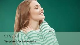  Presentation with makeup - Presentation design consisting of pretty-smiling-girl background and a mint green colored foreground