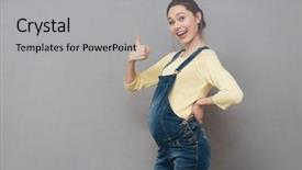  Presentation with pregnant animated - Audience pleasing presentation theme consisting of pretty smiling pregnant lady backdrop and a light gray colored foreground