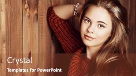 Presentation with youth - Slide deck with pretty smiling teen girl in a sweater stands by a wooden wall modern teen generation youth fashion healthy hair haircare background and a tawny brown colored foreground
