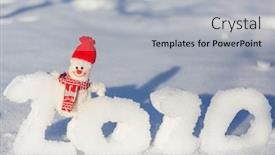  Presentation with new year 2020 - PPT layouts having pretty-snowman-on-snowy-new background and a light gray colored foreground