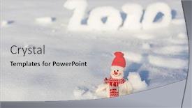  Presentation with new year 2020 - Cool new slide deck with pretty-snowman-on-snowy-new backdrop and a light gray colored foreground