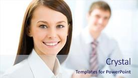  Presentation with child specialist - Slides enhanced with pretty specialist sitting in office background and a sky blue colored foreground