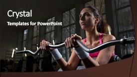  Presentation with weightlifting - Amazing presentation theme having pretty sportswoman weightlifting in contemporary backdrop and a wine colored foreground