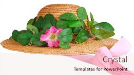  Presentation with hat - Theme consisting of pretty-spring-hat-with-flower background and a lemonade colored foreground