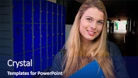  Presentation with gold and purple - PPT theme consisting of pretty student in the library background and a navy blue colored foreground