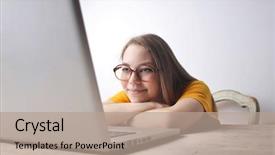  Presentation with student - Cool new presentation with pretty student watching her laptop backdrop and a  colored foreground