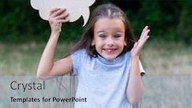  Presentation with pretty girl - Slide set with pretty-surprised-thinking-little-girl background and a light blue colored foreground