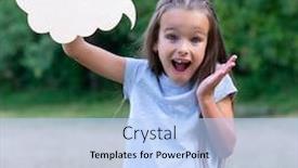  Presentation with pretty girl - Cool new PPT theme with pretty-surprised-thinking-little-girl backdrop and a light blue colored foreground