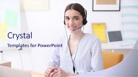  Presentation with technical support - Slide set featuring pretty technical support dispatcher working background and a sky blue colored foreground