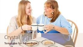  Presentation with tea party - Presentation theme featuring pretty teen celebrates mother's day with a tea party for her mom isolated on white background and a lemonade colored foreground