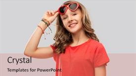  Presentation with teenage love - Slide set with pretty teenage girl wearing bangles background and a coral colored foreground