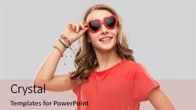  Presentation with teenage love - Audience pleasing presentation theme consisting of pretty teenage girl wearing bangles backdrop and a coral colored foreground