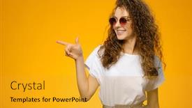  Presentation with colorful first birthday frame - Presentation with pretty-teenager-wearing-sunglasses background and a gold colored foreground