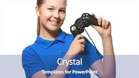  Presentation with game of thrones - Presentation theme with pretty teenager with game controller background and a ocean colored foreground