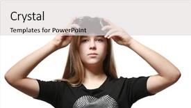  Presentation with controller - Amazing theme having pretty teenager with game controller on white background backdrop and a light gray colored foreground