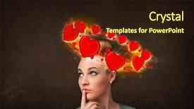  Presentation with head - Slide deck featuring pretty teenager with heart illustrations background and a wine colored foreground