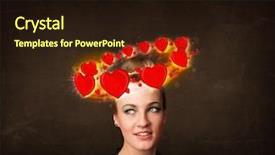  Presentation with pink heart illustrations - Colorful theme enhanced with pretty teenager with heart illustrations backdrop and a wine colored foreground