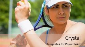  Presentation with court - Theme featuring pretty tennis player sitting on court on a sunny day background and a lemonade colored foreground