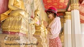  Presentation with thai temple - Presentation theme with pretty-thai-woman-praying background and a  colored foreground