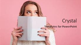  Presentation with customer service face of pretty - Presentation theme enhanced with pretty thinking lady reading book background and a lemonade colored foreground