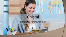  Presentation with lgbt business travel - Colorful slide deck enhanced with pretty travel agent reading magazine backdrop and a light blue colored foreground