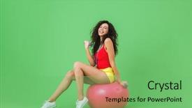  Presentation with aerobics - Presentation theme with pretty woman 20s wearing summer background and a seafoam green colored foreground