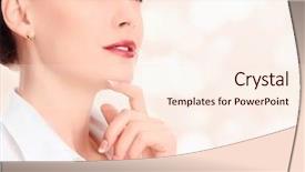  Presentation with abstract circles - Colorful PPT theme enhanced with pretty woman against abstract background with circles and copyspace backdrop and a cream colored foreground