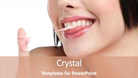 Presentation with chewing gum - PPT layouts having pretty woman and chewing gum background and a coral colored foreground