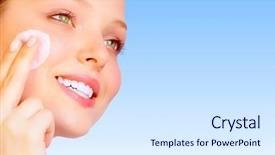  Presentation with cream - Audience pleasing presentation theme consisting of pretty woman applying cream backdrop and a sky blue colored foreground