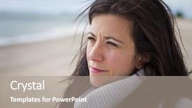  Presentation with beach - Slides with pretty woman at beach looking background and a gray colored foreground