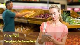  Presentation with grocery inventory - Slide deck featuring listing - pretty woman checking grocery list background and a red colored foreground