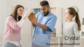  Presentation with guinea pig - PPT theme having pretty woman cuddling the pet background and a light gray colored foreground