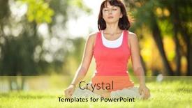  Presentation with exercises - Presentation design having pretty-woman-doing-yoga-exercises background and a yellow colored foreground