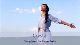  Presentation with clear - Slide set featuring pretty-woman-enjoys-clear-air background and a light blue colored foreground