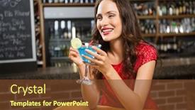  Presentation with pub - Audience pleasing PPT theme consisting of pretty-woman-having-a-cocktail backdrop and a tawny brown colored foreground