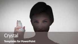  Presentation with inhaler - Colorful presentation design enhanced with pretty woman holding inhaler smiling at camera against grey vignette backdrop and a dark gray colored foreground