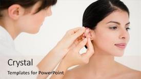  Presentation with acupuncture - Presentation theme featuring pretty woman in an acupuncture background and a lemonade colored foreground