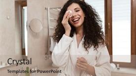 Presentation with skin care - PPT theme enhanced with pretty woman in bathroom take background and a  colored foreground