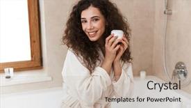  Presentation with skin care - Amazing slide set having pretty woman in bathroom take backdrop and a  colored foreground