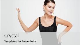  Presentation with pair eyes looking down - Presentation theme having pretty woman in dress looking background and a light gray colored foreground