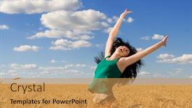  Presentation with golden woman - Presentation enhanced with pretty woman in golden wheat background and a yellow colored foreground