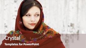  Presentation with sad woman diamond ring - Beautiful presentation theme featuring pretty woman in red shawl backdrop and a  colored foreground