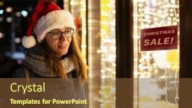  Presentation with christmas holidays - Slide set enhanced with pretty-woman-in-santas-hat background and a  colored foreground