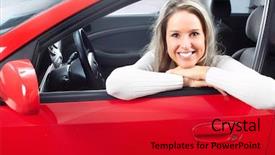  Presentation with car - Slides having pretty woman in the car background and a crimson colored foreground