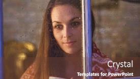  Presentation with indoor winter - PPT layouts enhanced with pretty-woman-in-warm-room background and a tawny brown colored foreground